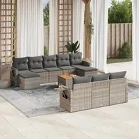 Set Divani da Giardino 11 pz con Cuscini in Polyrattan Grigio 3224786