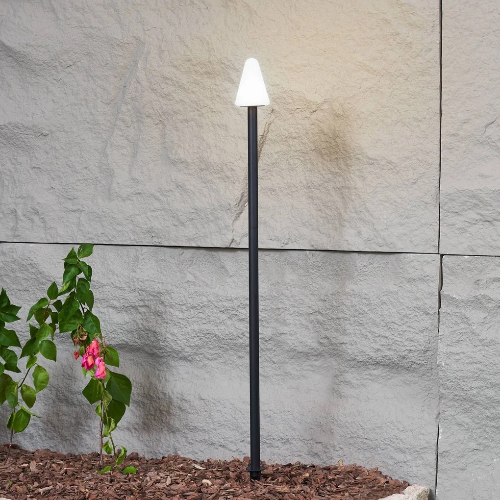 Lampada con picchetto a terra Lindby LED Selinda, nera, altezza 100 cm