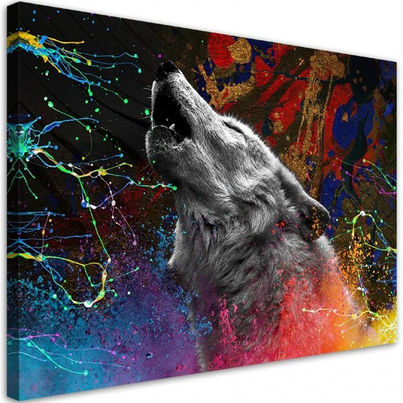 Quadro su tela, Wolf Animal Nature  Dimensioni 120x80