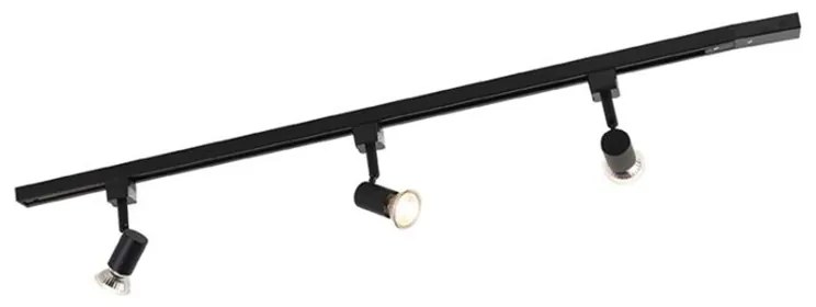 Sistema di illuminazione a binario moderno con 3 faretti nero 1 fase - Iconic Jeany