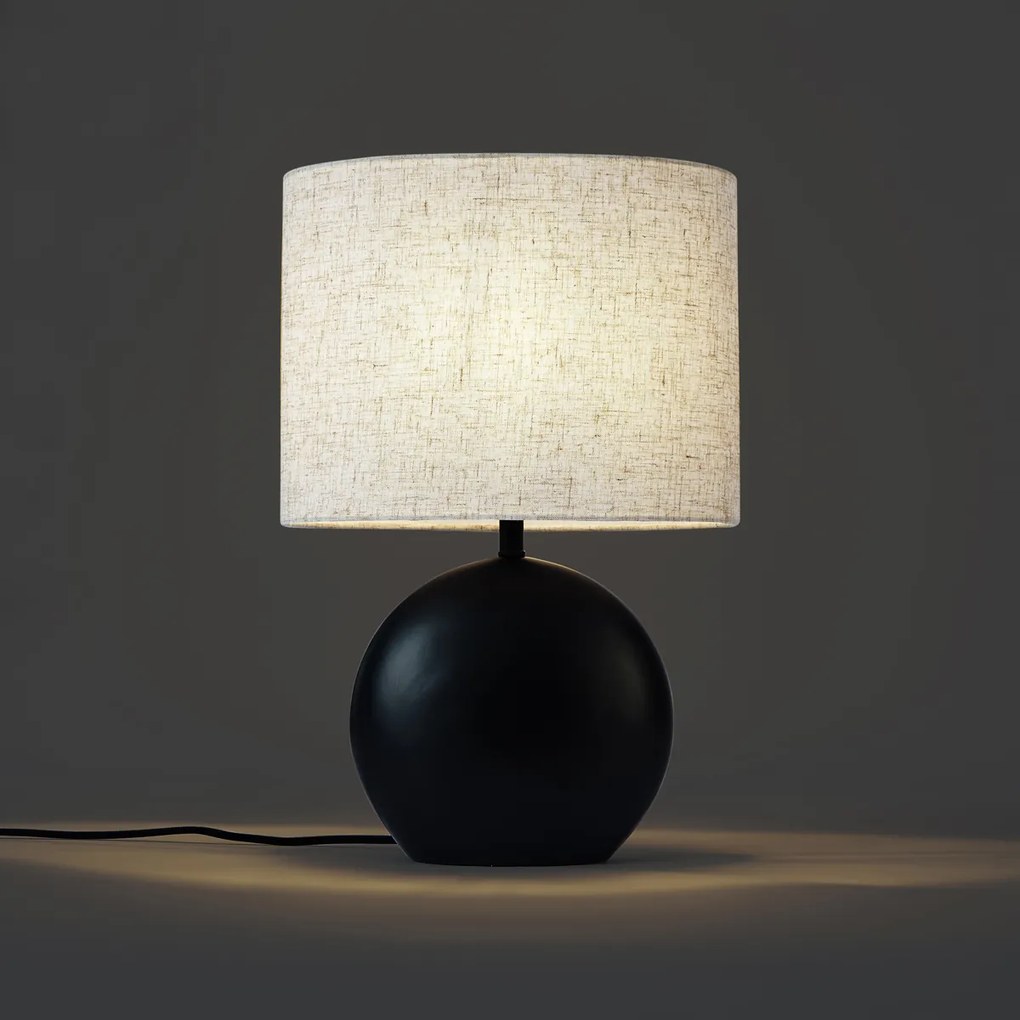 Lampada da tavolo Japandi nera con paralume in lino - Timo
