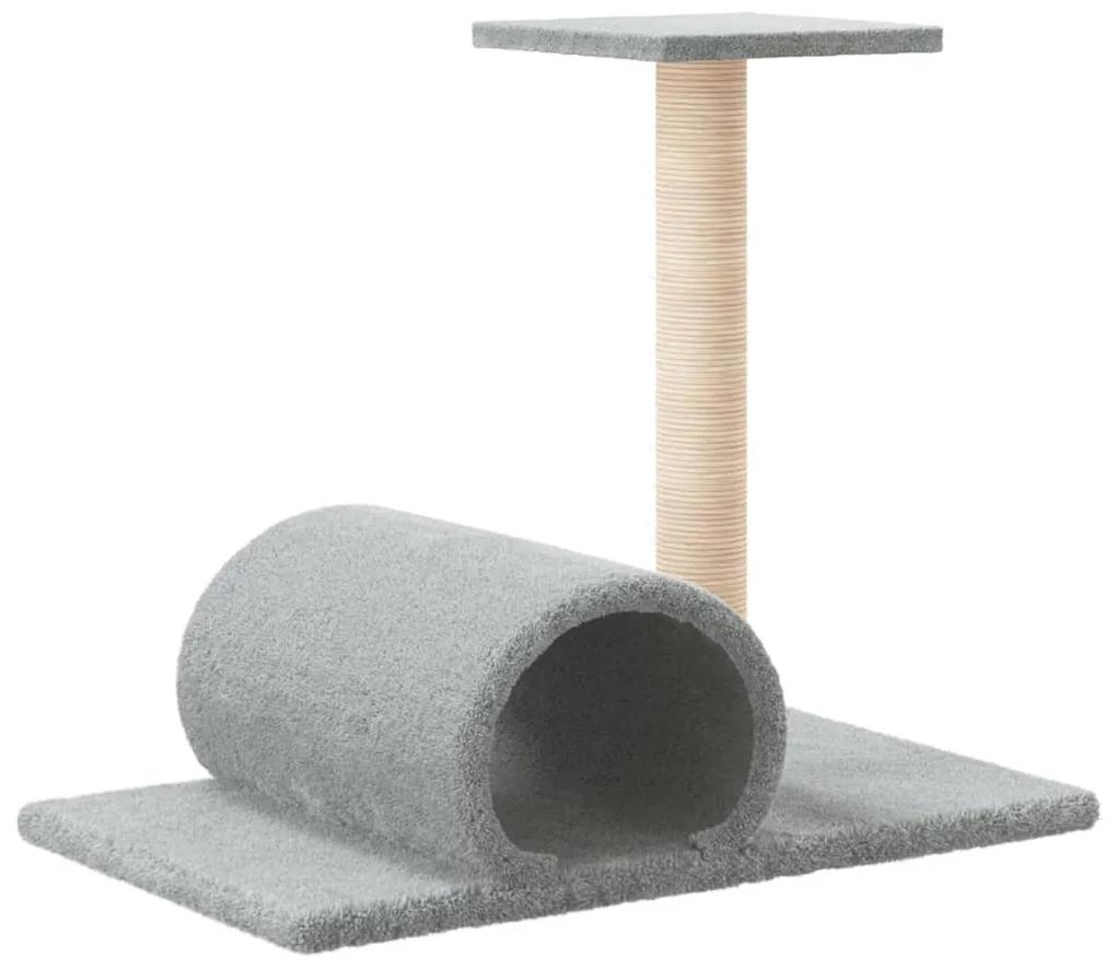 Palo tiragraffi per gatti con tunnel grigio chiaro 60x34,5x50cm