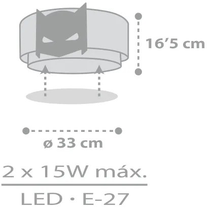 Dalber 61806 - Plafoniera per bambini DARK HERO 2xE27/15W/230V