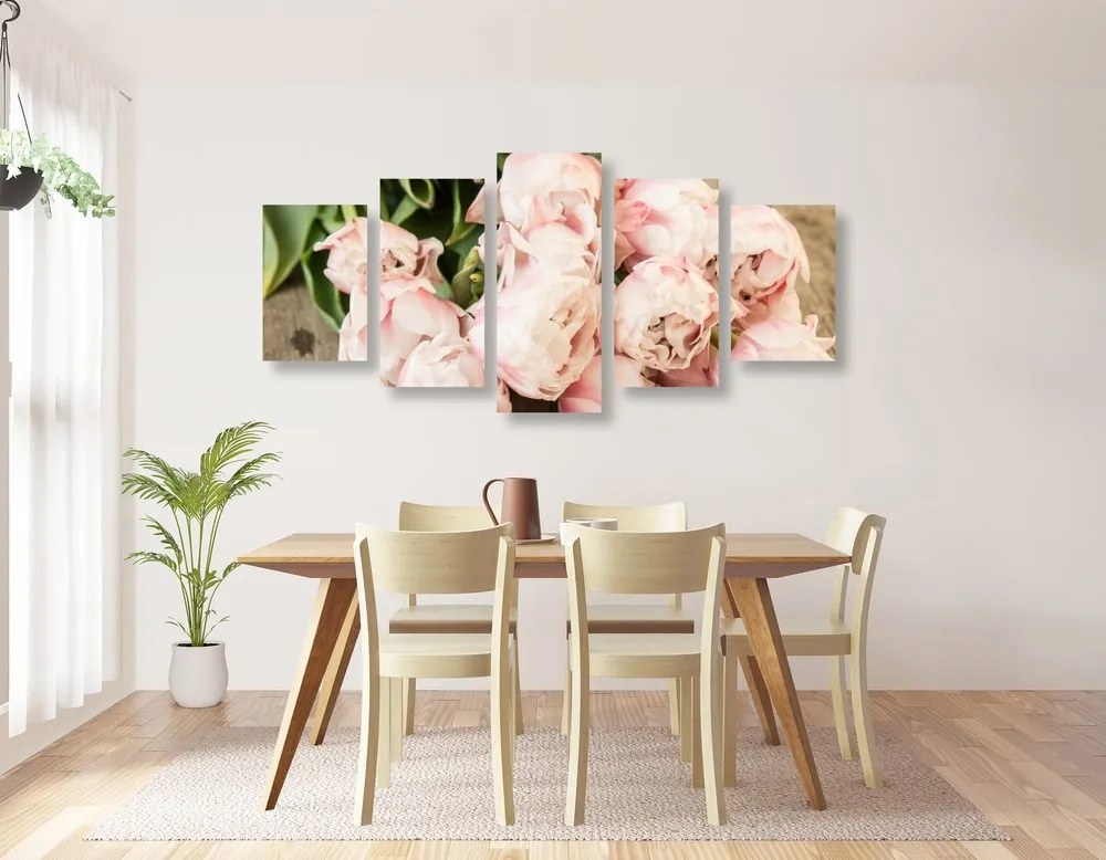 Quadri 5 pezzi – Bouquet romantico