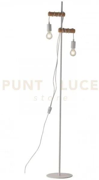 Piantana arizona legnonaturale e metallo bianco 2 luci attacco e27 ...