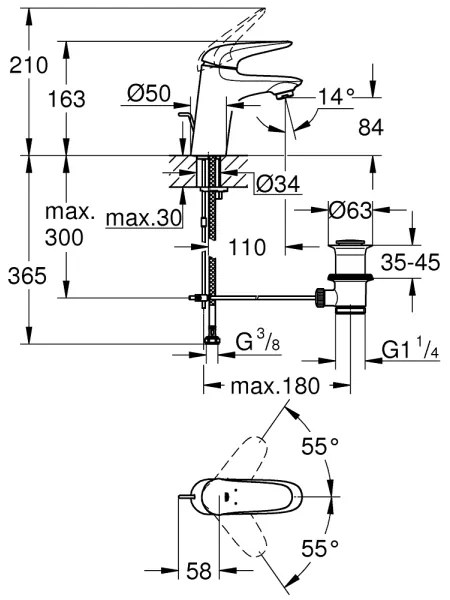 GROHE 23707003 - EUROSTYLE Miscelatore lavabo 163 mm, cromo lucido