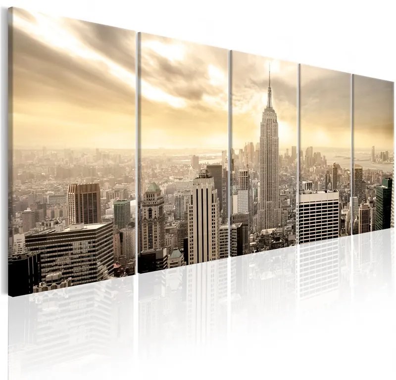 Quadro New York  View on Manhattan  Colore Beige, Dimensioni e Misure 200x80