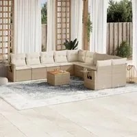 Set Divani da Giardino 11 pz con Cuscini Beige in Polyrattan 3257087