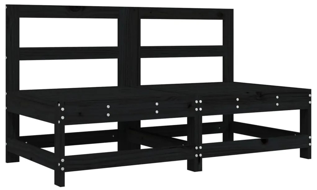 Set Salotto da Giardino 6 pz Nero in Legno Massello di Pino