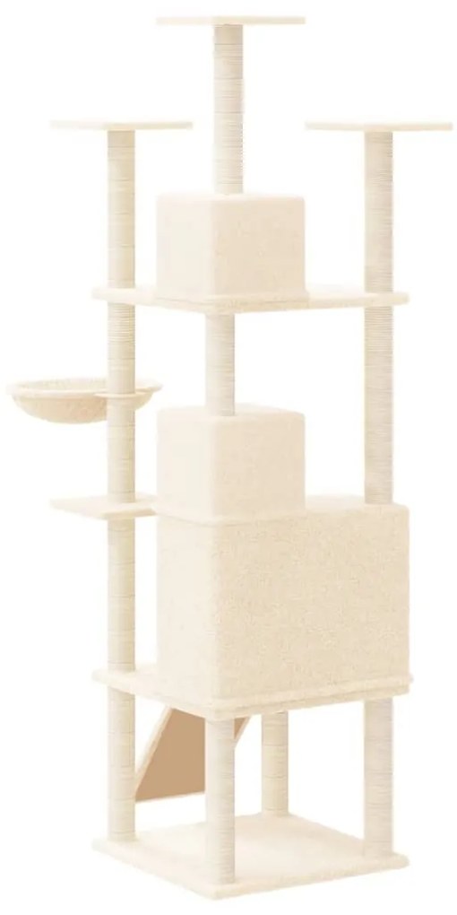 Albero per gatti con tiragraffi in sisal crema 175 cm