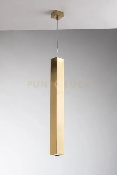 Lampadario a sospensione fluke quadrata oro 1 luce attacco gu10 6x6...