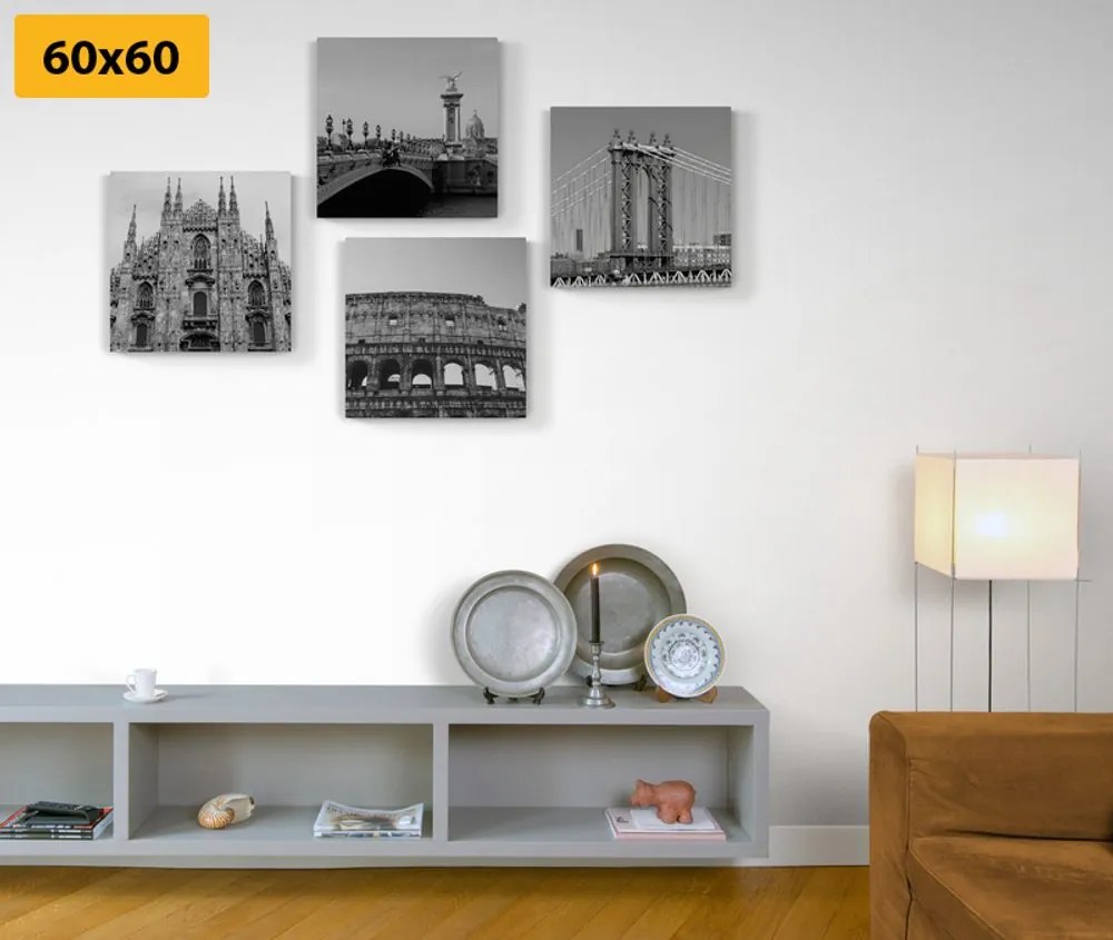 Set di quadri – Città in bianco e nero