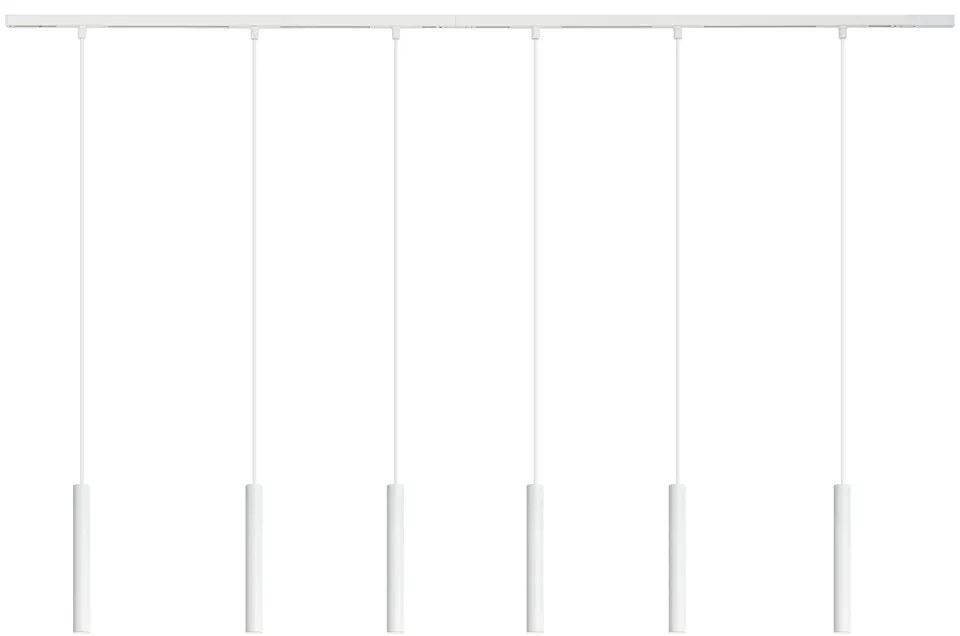 Sistema di illuminazione su binario moderno con 6 luci a sospensione bianche monofase - Slimline Keno