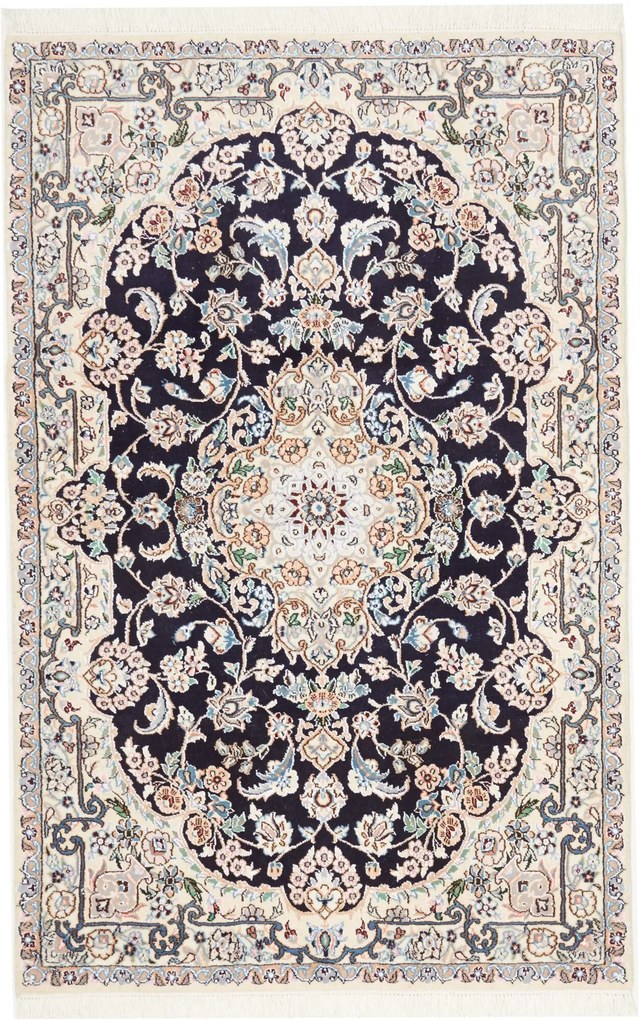 Nain Tappeto persiano 100 x 160 Blu (Iran) Annodato A Mano