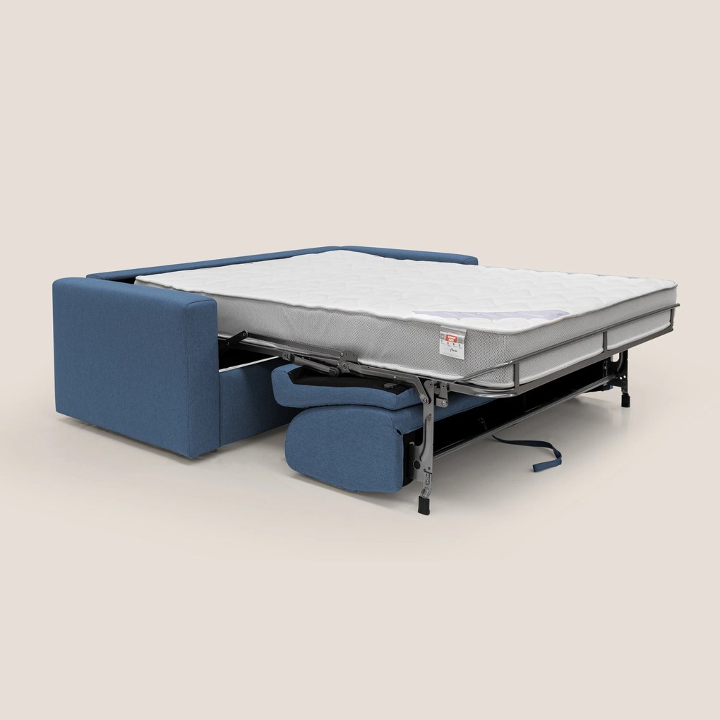 Kansas Divano letto matrimoniale alto 20 cm in tessuto impermeabile misto cotone T13 blu