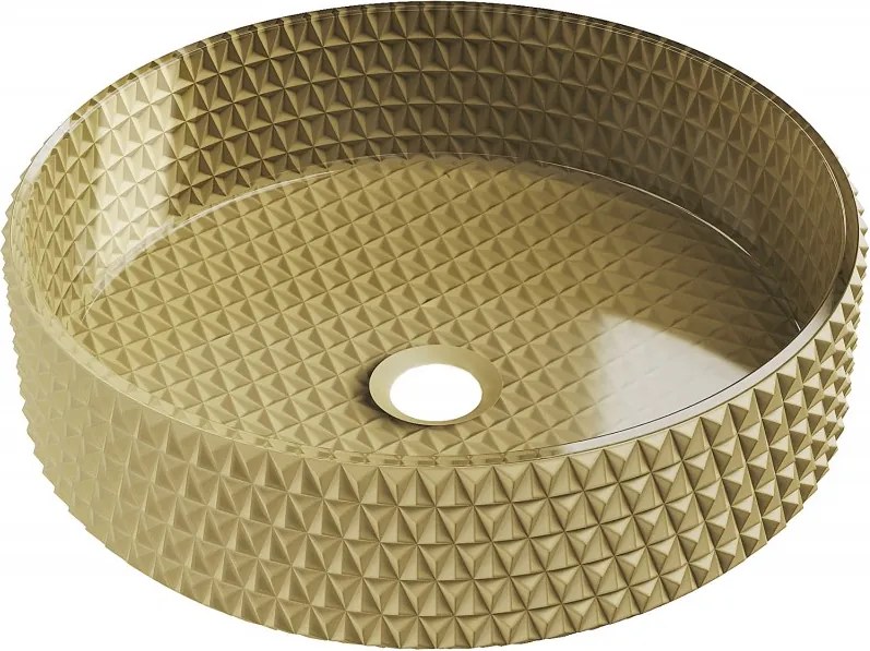 Mexen Aura lavandino da appoggio in vetro 39 x 39 cm, oro - 24013950