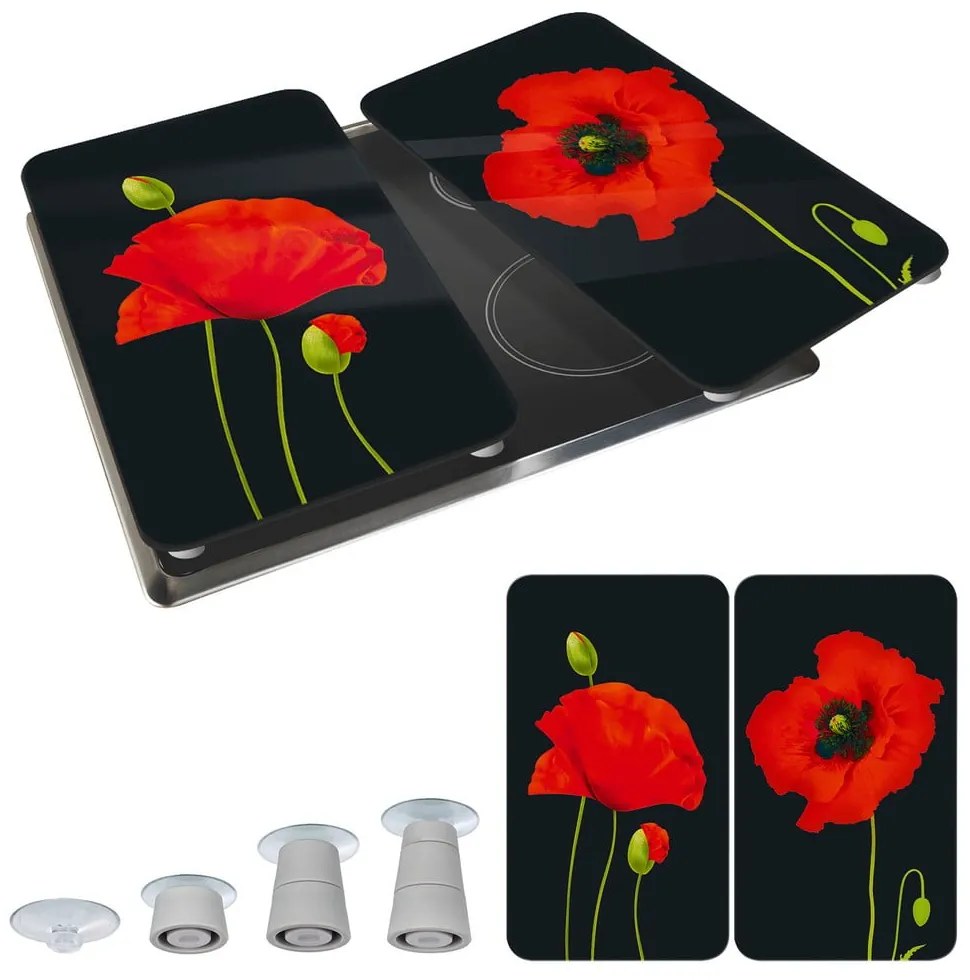 Set di 2 coperchi per stufe in vetro temperato 52x30 cm Poppy - Maximex