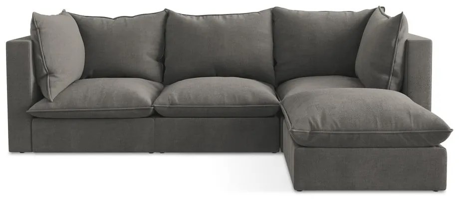 Divano angolare grigio scuro (con penisola a destra/con chaise lounge) Manao – Makamii