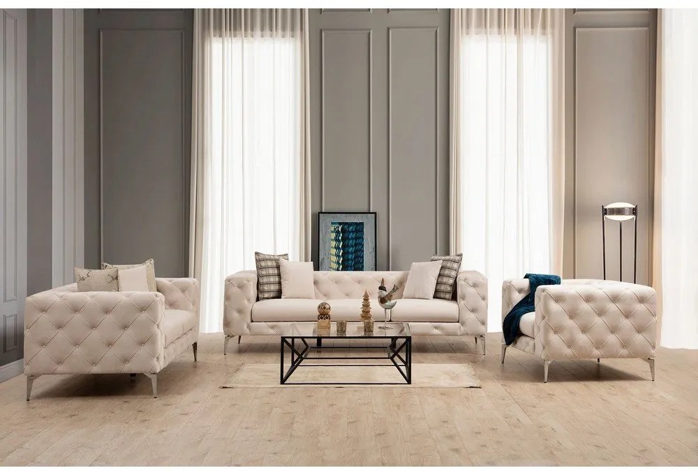 Divano in velluto beige 237 cm Como - Artie