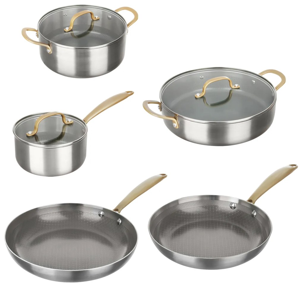 Batteria pentole 8 pezzi Tri - Ply Gold triplo strato
