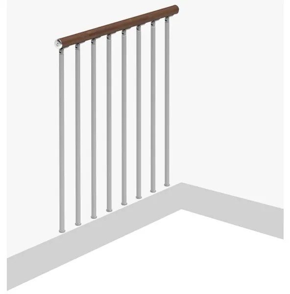 Balaustra in kit IRIS Superiore in acciaio e legno argento e noce L 102 cm
