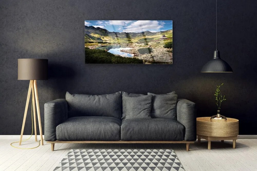 Quadro in vetro Paesaggio del lago di montagna 125x50 cm