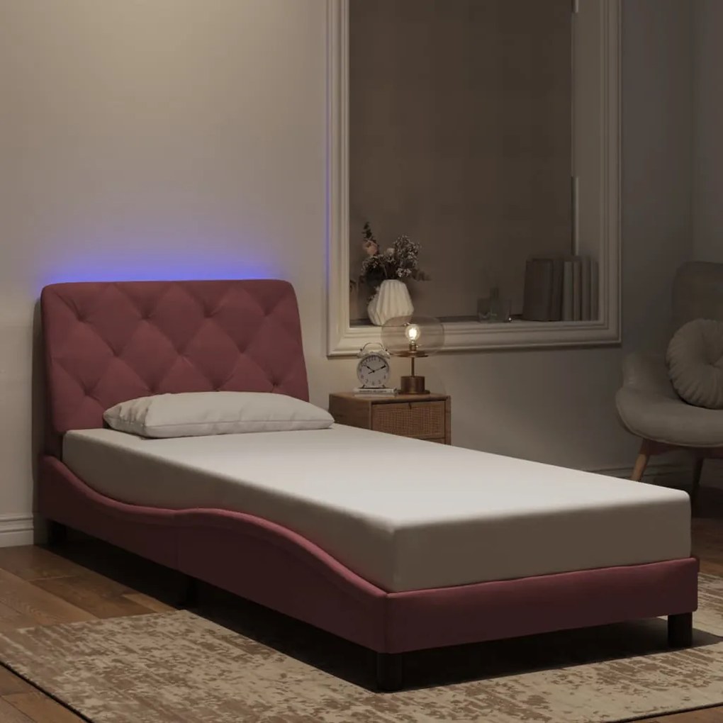 Giroletto Con Luci Led Rosa 90x200 Cm İn Velluto /