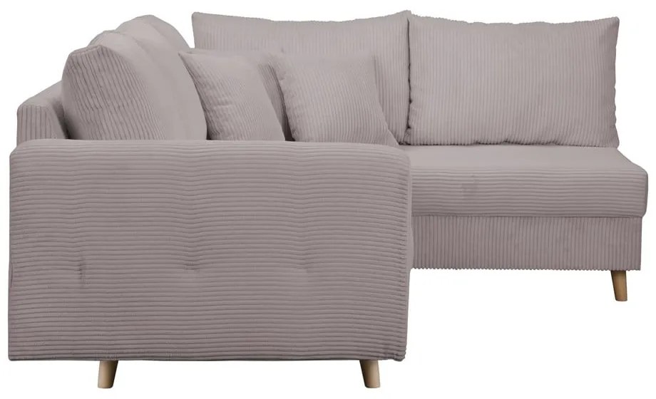 Divano angolare in velluto a coste grigio (angolo destro) Ariella - Ropez