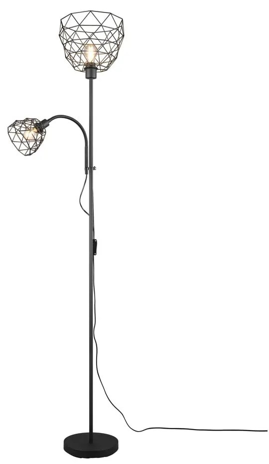 Lampada da terra nera con paralume in metallo (altezza 180 cm) Haval - Trio