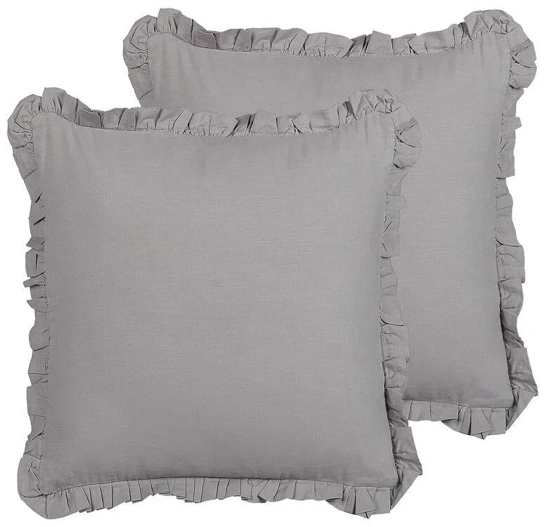 Set di 2 cuscini lino grigio 45 x 45 cm GLABRA Beliani