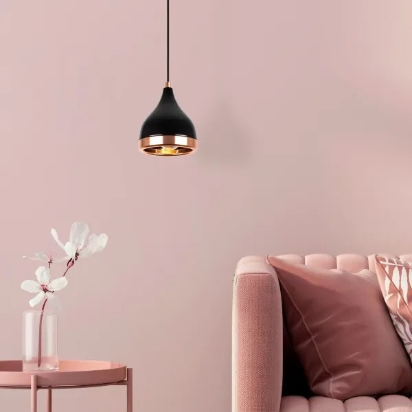 Lampada a sospensione a cavo YILDO 1xE27/40W/230V nero/rame