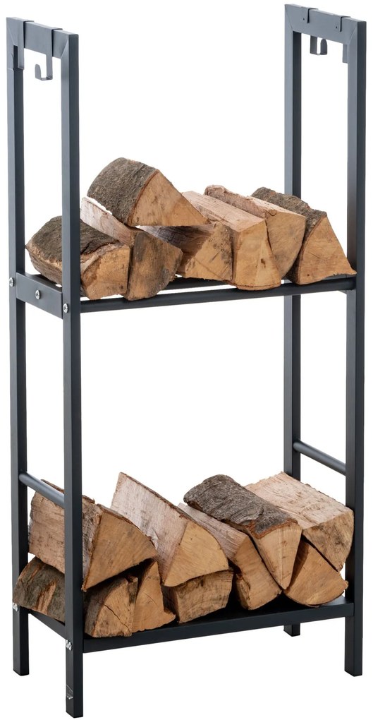 Portalegna Da Camino İn Acciaio Zincato: Kaminholzständer Rehna / Anthrazit / 40x100x30 C
