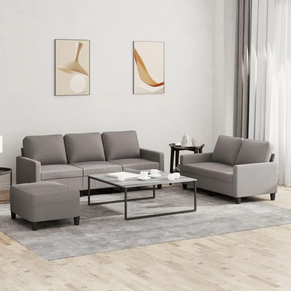 Set Di Divani 3 Pz Con Cuscini Tortora İn Tessuto /