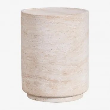 Tavolino Rotondo Ø35 Cm In Cemento Effetto Travertino Darwys Travertine - Sklum