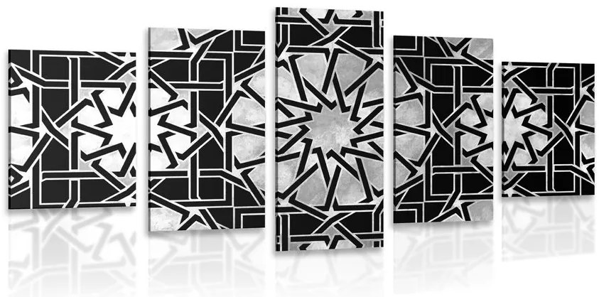 Quadri 5 pezzi – Mosaico orientale in bianco e nero