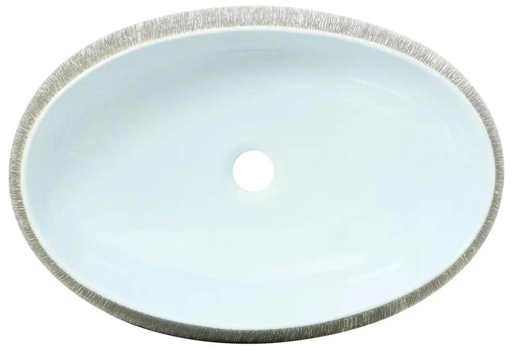Lavabo da Appoggio Grigio e Blu Ovale 59x40x15 cm Ceramica