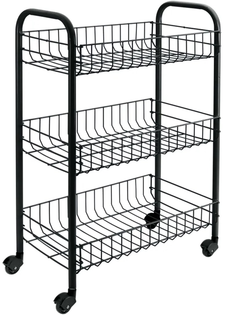 Carrello Da Cucina Con 3 Cestini Siena Nero /
