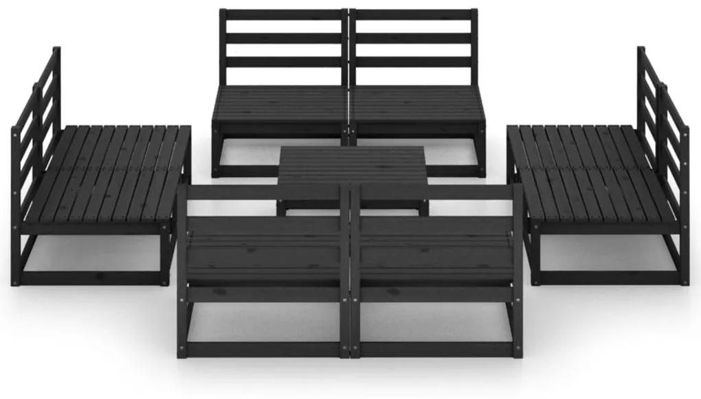 Set divani da giardino 9 pz nero in legno massello di pino