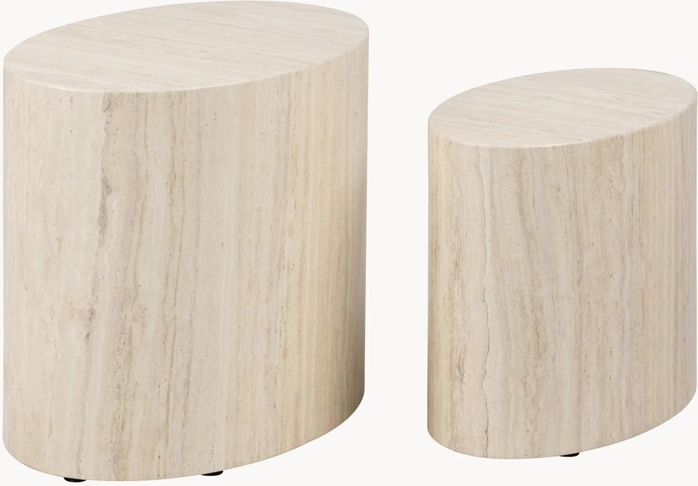 Set di 2 tavolini effetto travertino Mice