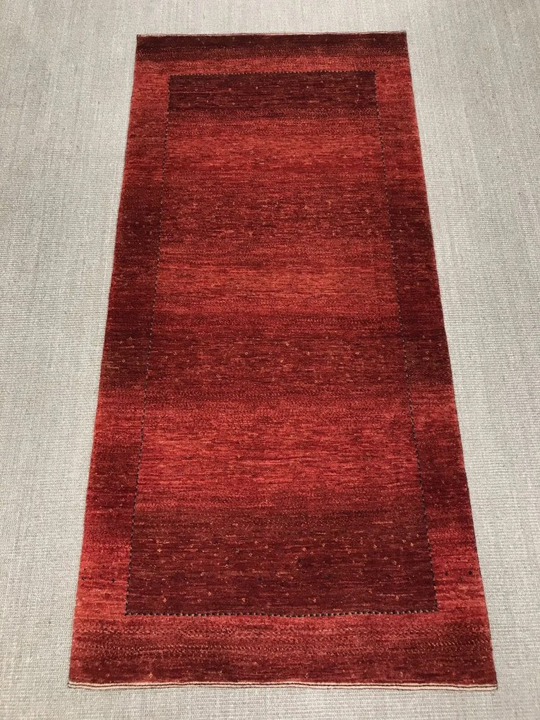 Loribaft Tappeto 90 x 200 Rosso (Iran) Annodato A Mano
