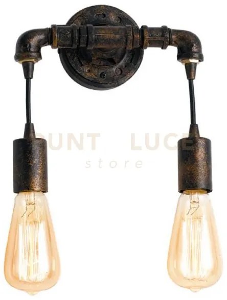 Applique a parete a parete amarcord ruggine 2 luci attacco e27 23x8...