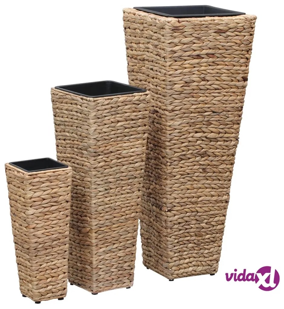 vidaXL Letti Rialzati da Giardino 3 pz in Giacinto Intrecciato Marrone