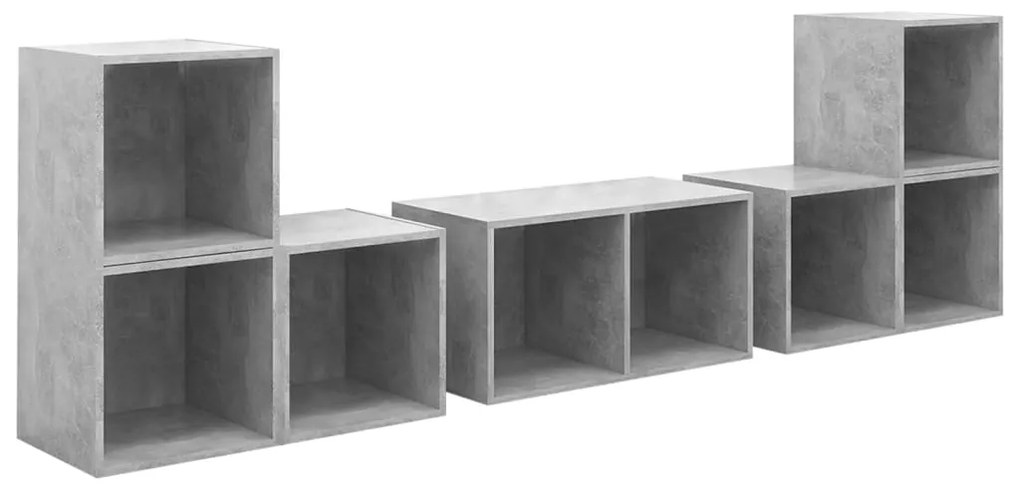 Set mobili tv 6 pz grigio cemento in truciolato