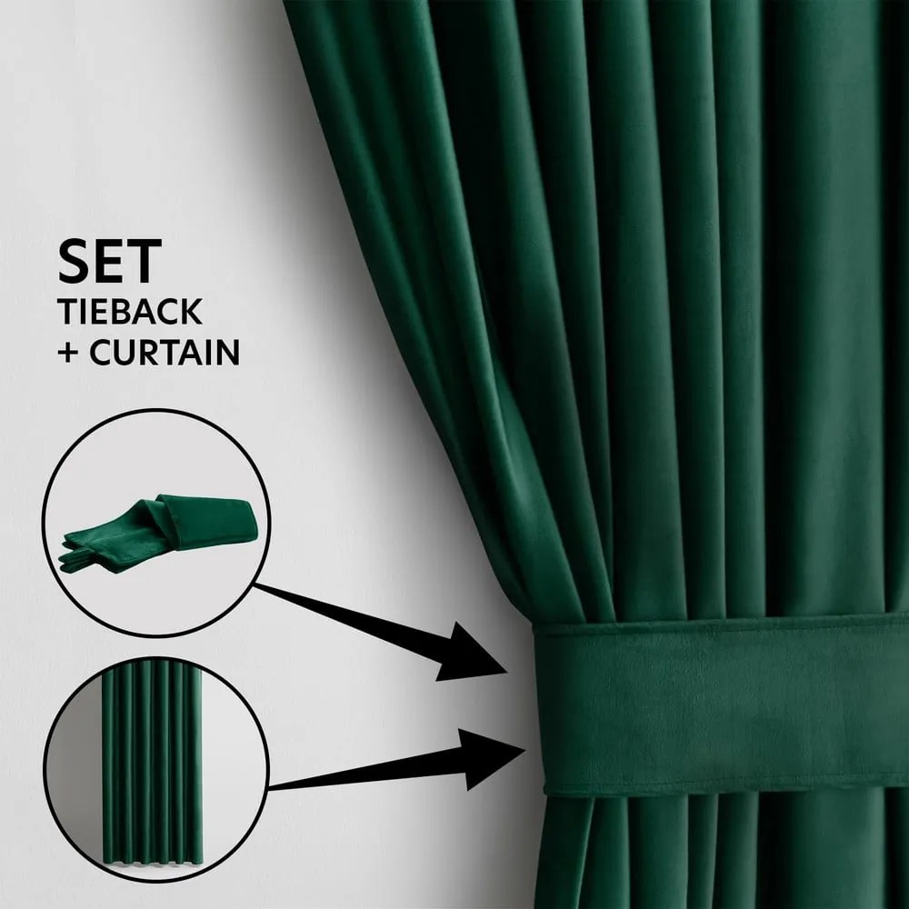 Tenda parzialmente oscurante verde scuro in velluto 140x245 cm Eyelets – Restilo