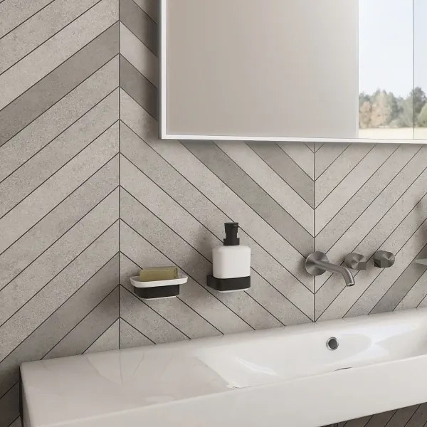 NIMCO NKC set-31K-T-90-Distributore di sapone, portaspazzolino e gancio a muro NIKAU