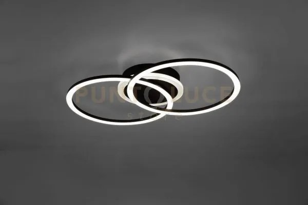 Venida plafoniera led 25w 3000lm, 3000k doppio cerchio nero opaco c...