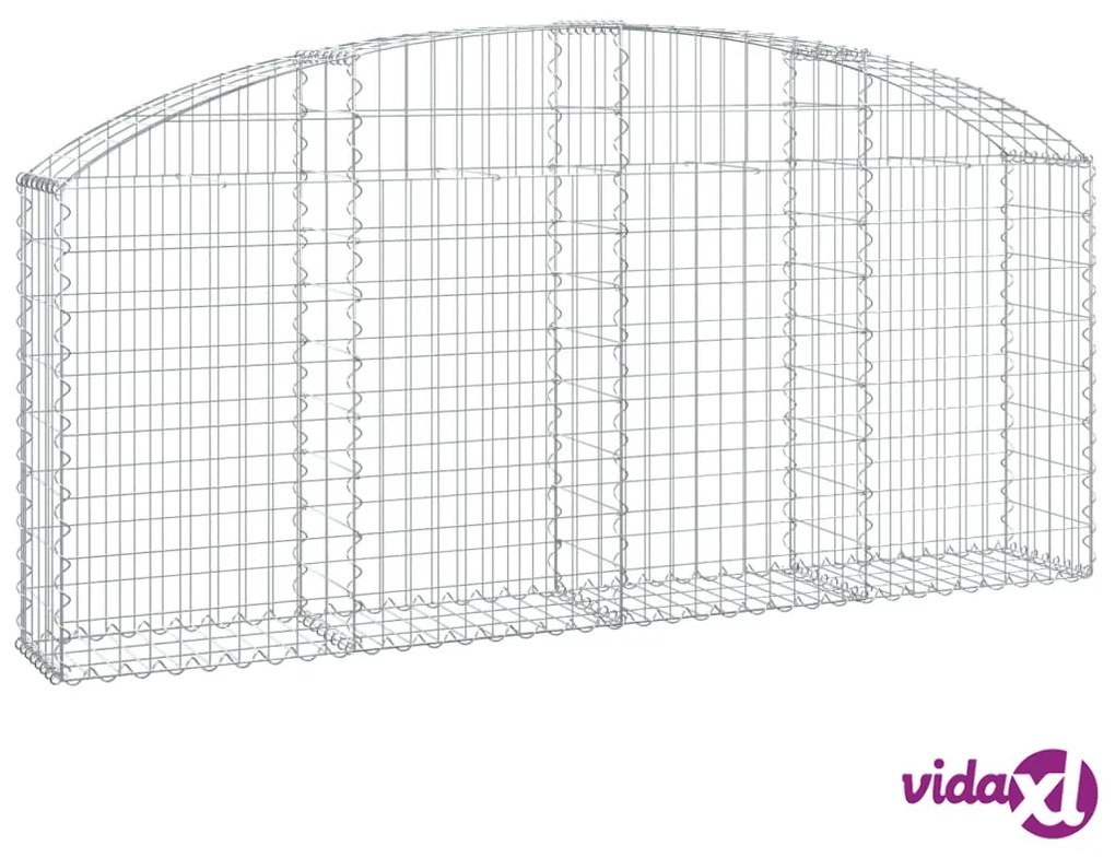 vidaXL Cesto Gabbione ad Arco 200x30x80/100 cm Ferro Zincato