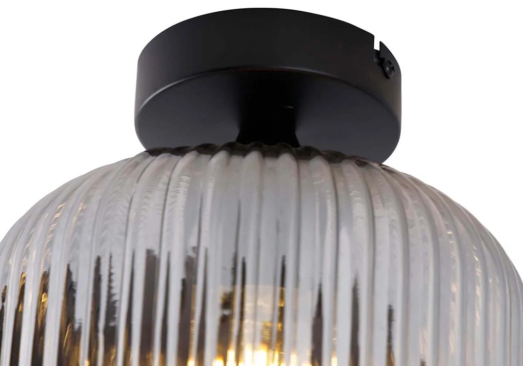 Lampada da soffitto intelligente nera con vetro fumé incl. Wifi A60 - Karel
