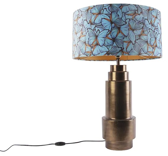 Lampada da tavolo bronzo paralume in farfalla velour 50 cm - BRUUT