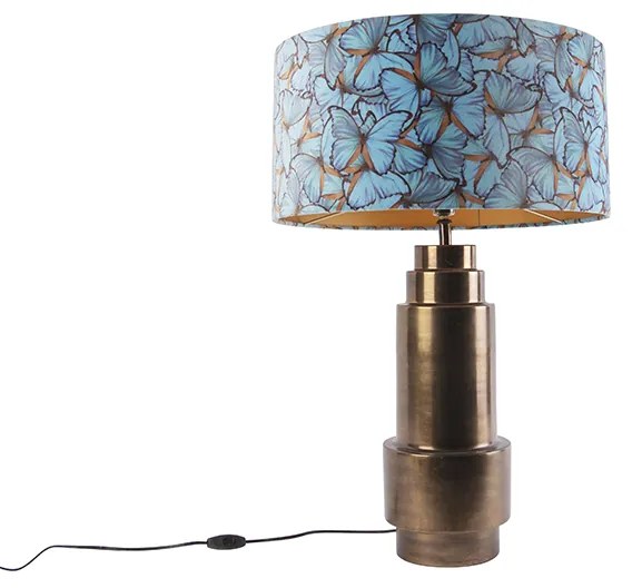 Lampada da tavolo in bronzo con paralume a farfalla in velluto 50 cm - Bruut